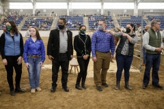 January 14, 2022: Senators Amanda Cappelletti and Sharif Street participate in the 2022 Celebrity Cow Milking Contest.