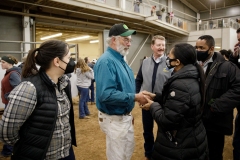 January 14, 2022: Senators Amanda Cappelletti and Sharif Street participate in the 2022 Celebrity Cow Milking Contest.