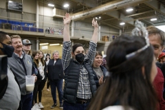 January 14, 2022: Senators Amanda Cappelletti and Sharif Street participate in the 2022 Celebrity Cow Milking Contest.