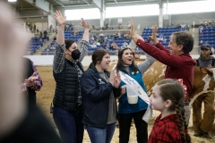 January 14, 2022: Senators Amanda Cappelletti and Sharif Street participate in the 2022 Celebrity Cow Milking Contest.