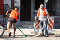 September 18, 2021: Sen. Cappelletti organized a Saturday morning clean-up of West Main Street in Norristown near her district office. Volunteers picked up litter, swept sidewalks and parking lots, weeded flower beds and hauled away more than two dozen bags of trash.