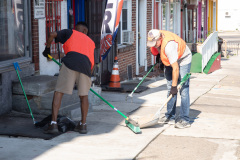 September 18, 2021: Sen. Cappelletti organized a Saturday morning clean-up of West Main Street in Norristown near her district office. Volunteers picked up litter, swept sidewalks and parking lots, weeded flower beds and hauled away more than two dozen bags of trash.