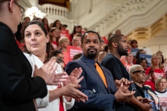 October 4, 2023: Senator Amanda Cappelletti joined colleagues and Moms Demand Action Executive Director Angela Ferrell-Zabala and Over 100 Gun Safety Advocates at Statehouse to Call for Action on Gun Safety During Annual Advocacy Day.