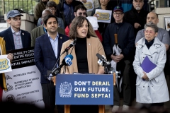 May 21, 2025: Senator Cappelletti joined Montgomery County Commissioner Neil Makhija, Representative Mary Jo Daley, local elected officials and the Narberth community for a rally style press event in support of funding SEPTA at the Narberth Regional Rail station.