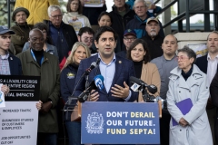 May 21, 2025: Senator Cappelletti joined Montgomery County Commissioner Neil Makhija, Representative Mary Jo Daley, local elected officials and the Narberth community for a rally style press event in support of funding SEPTA at the Narberth Regional Rail station.