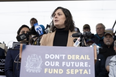 May 21, 2025: Senator Cappelletti joined Montgomery County Commissioner Neil Makhija, Representative Mary Jo Daley, local elected officials and the Narberth community for a rally style press event in support of funding SEPTA at the Narberth Regional Rail station.