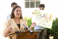August 26, 2021: Senators Cappelletti and Kearney  held a rally in front of the Delaware County Courthouse in Media with We the People and  For Our Future to call for release of idled American Rescue Plan Funds to help the vulnerable and rebuild the economy.