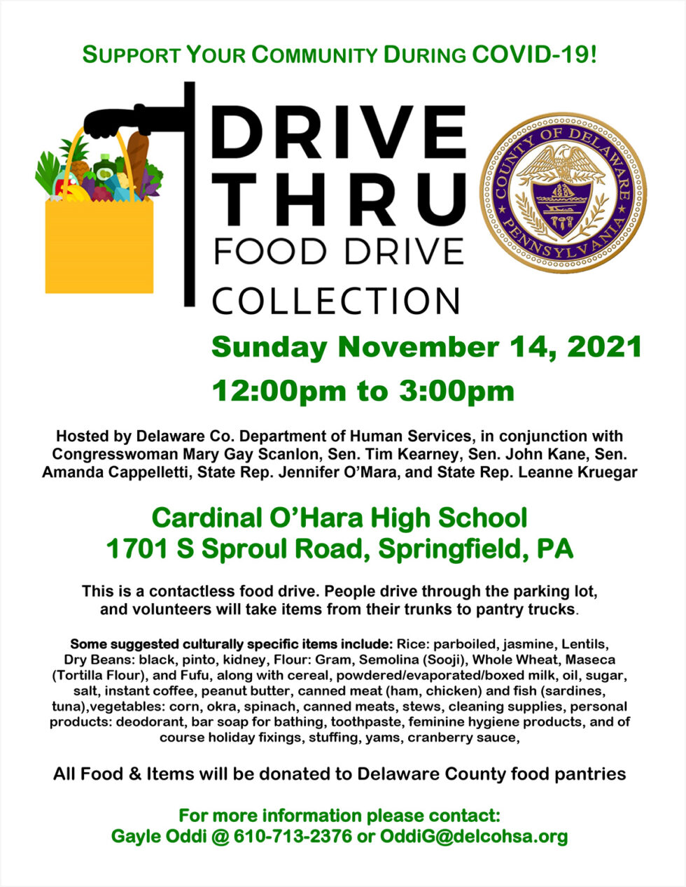 Drive Thru Food Drive Collection - Senator Amanda Cappelletti