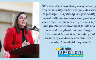 Senator Amanda M. Cappelletti Announces Over $600,000 in PCCD Non-Profit Security Grants Awarded in District 17