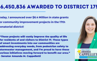 La Senadora Amanda M. Cappelletti anuncia más de 6,4 millones de dólares en subvenciones estatales para el Distrito Diecisiete