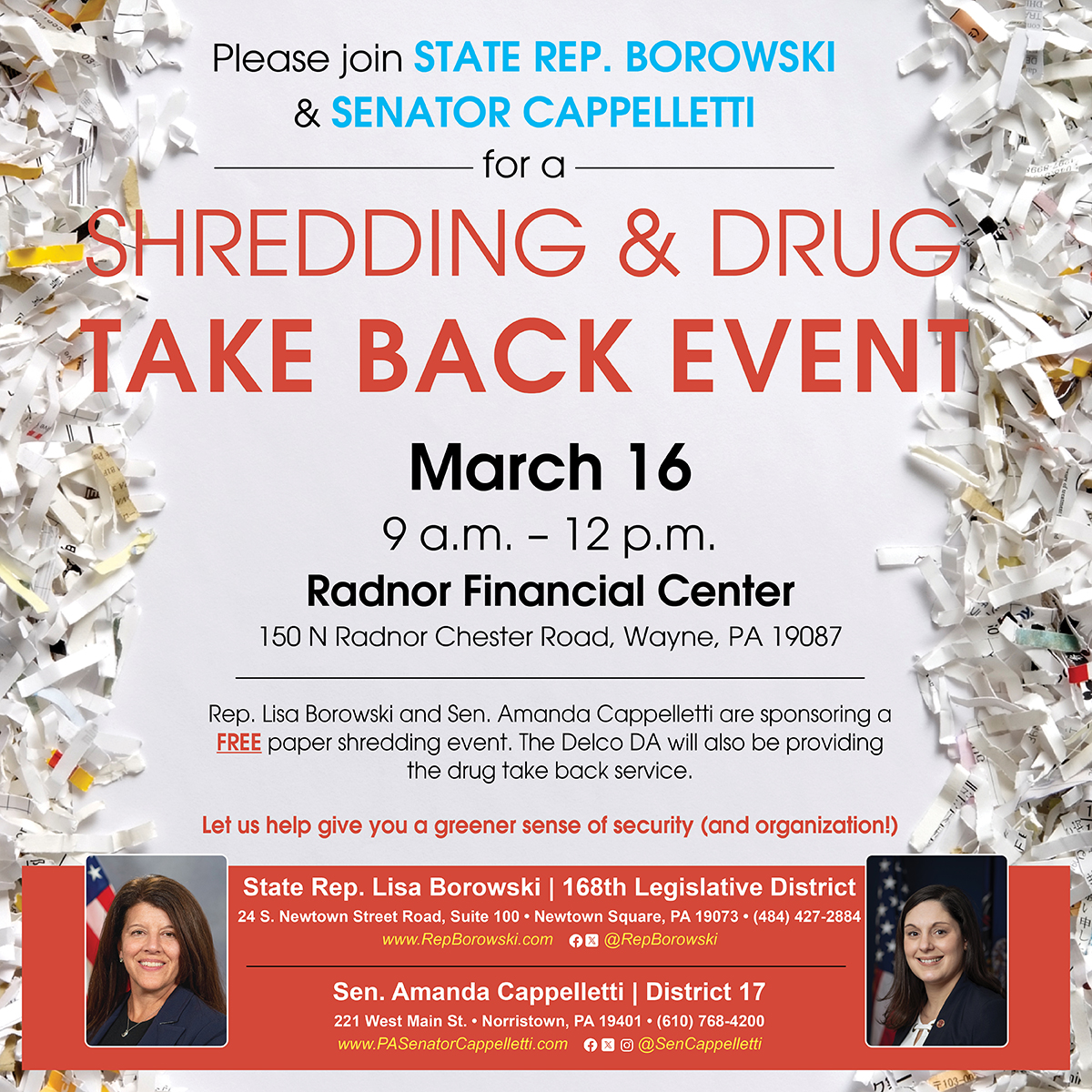 Shredding & Drug Take Back Event - March 16, 2024
