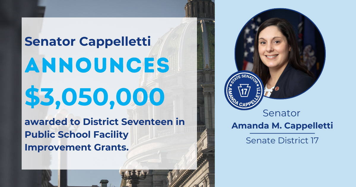 Senator Amanda M. Cappelletti announces Public School Facility Improvement Grant awards in District Seventeen