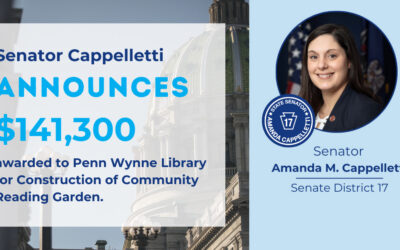 Senator Amanda M. Cappelletti Applauds $141,300 Awarded to Penn Wynne Library for Construction of Community Reading Garden