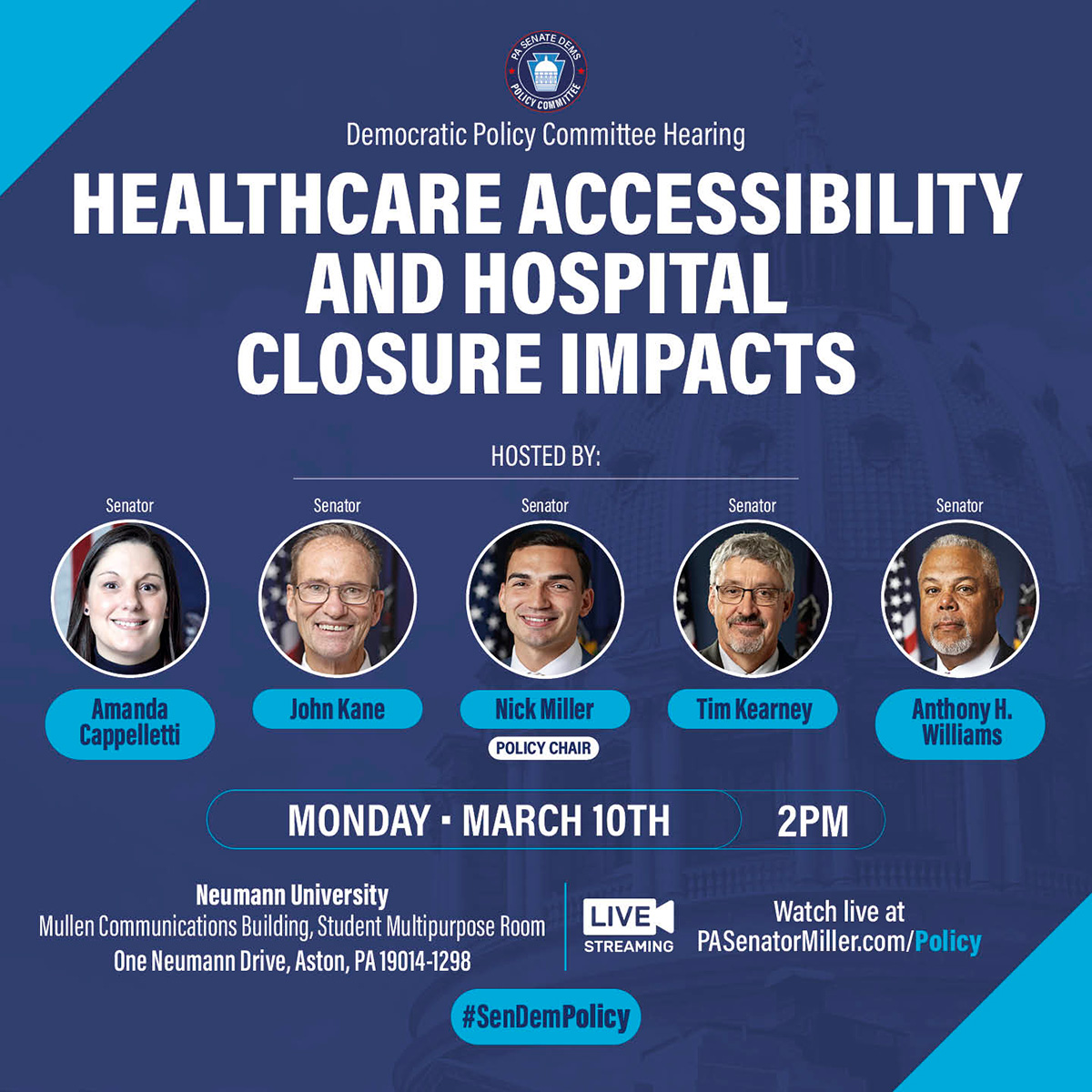 Policy Hearing - Healthcare Accessibility and Hospital Closure Impacts